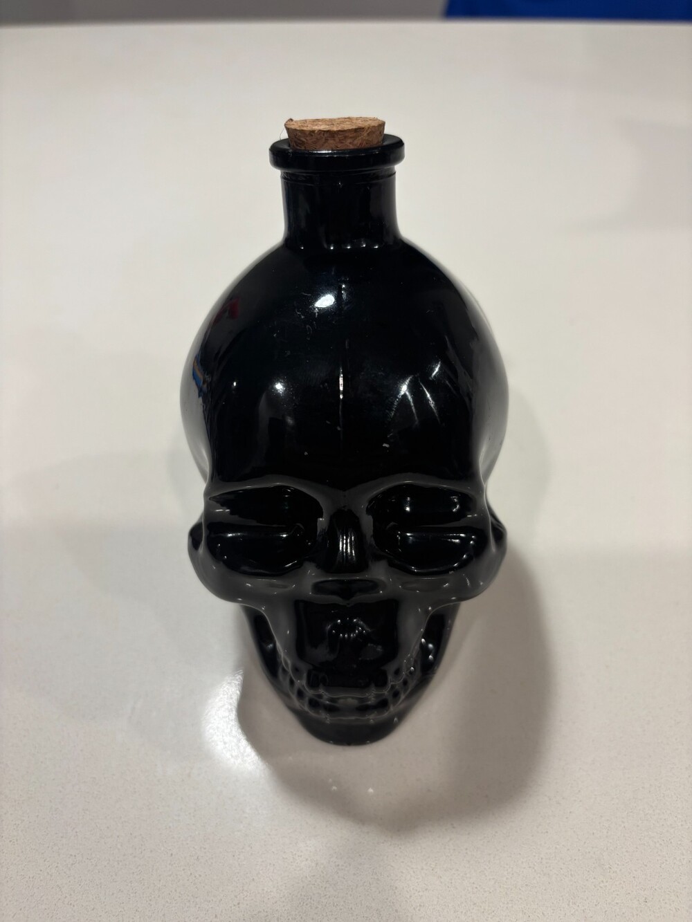 NEW Black Glass SKULL Decanter w/Cork Top for Use or Display Decor